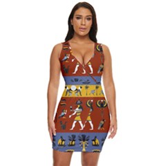 Ancient Egyptian Religion Seamless Pattern Draped Bodycon Dress by Hannah976