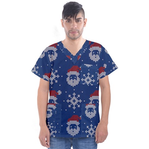 Santa Clauses Wallpaper Men s V-neck Scrub Top by artworkshop