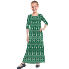 Wallpaper Ugly Sweater Backgrounds Christmas Kids  Quarter Sleeve Maxi Dress by artworkshop