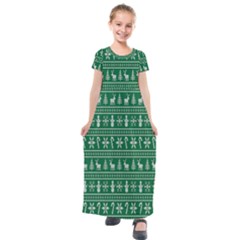 Wallpaper Ugly Sweater Backgrounds Christmas Kids  Short Sleeve Maxi Dress by artworkshop