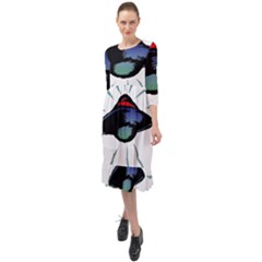 Alien Unidentified Flying Object Ufo Ruffle End Midi Chiffon Dress by Sarkoni