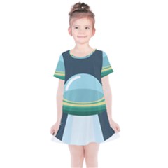 Illustration Ufo Alien  Unidentified Flying Object Kids  Simple Cotton Dress by Sarkoni