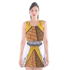 Unidentified Flying Object Ufo Under The Pyramid Scoop Neck Skater Dress by Sarkoni