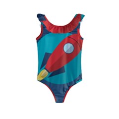 Rocket With Science Related Icons Image Kids  Frill Swimsuit by Bedest