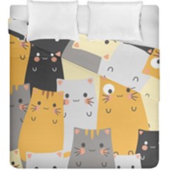 Seamless Pattern Cute Cat Cartoons Duvet Cover Double Side (king Size) by Bedest