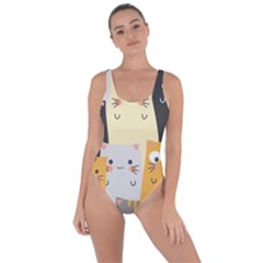 Seamless Pattern Cute Cat Cartoons Bring Sexy Back Swimsuit by Bedest