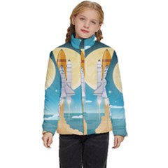 Space Exploration Illustration Kids  Puffer Bubble Jacket Coat by Bedest