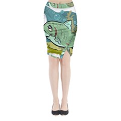 Fish Hook Worm Bait Water Hobby Midi Wrap Pencil Skirt by Sarkoni