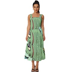 Fish Hook Worm Bait Water Hobby Square Neckline Tiered Midi Dress by Sarkoni