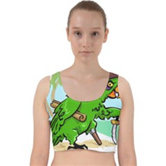 Parrot Hat Cartoon Captain Velvet Racer Back Crop Top by Sarkoni