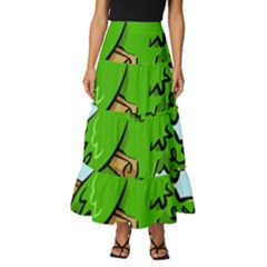 Parrot Hat Cartoon Captain Tiered Ruffle Maxi Skirt by Sarkoni