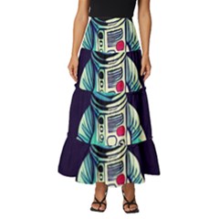 Bear Astronaut Futuristic Tiered Ruffle Maxi Skirt by Bedest