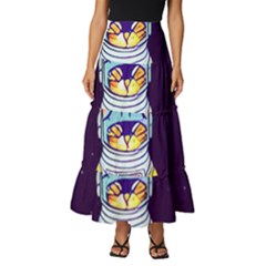 Cat Astronaut Space Retro Universe Tiered Ruffle Maxi Skirt by Bedest