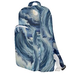 Waves Storm Sea Moon Landscape Double Compartment Backpack by Bedest