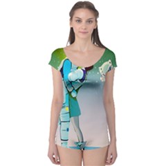 Astronaut Cat Retro Cute Alien Boyleg Leotard  by Bedest