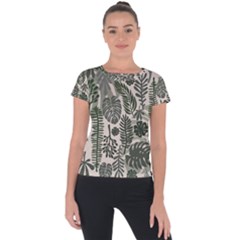 Plants Leaves Boho Botany Foliage Short Sleeve Sports Top  by Bedest