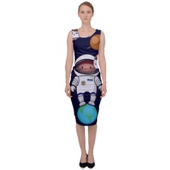 Boy Spaceman Space Rocket Ufo Planets Stars Sleeveless Pencil Dress by Ndabl3x