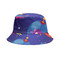 Cartoon Funny Aliens With Ufo Duck Starry Sky Set Bucket Hat by Ndabl3x