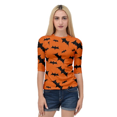 Halloween Card With Bats Flying Pattern Quarter Sleeve Raglan T-shirt by Hannah976