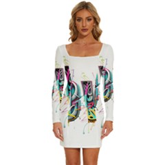 Graffiti Love Long Sleeve Square Neck Bodycon Velvet Dress by essentialimage