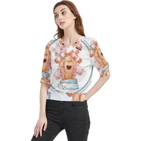 House Pet Animal Cute Quarter Sleeve Blouse by Sarkoni