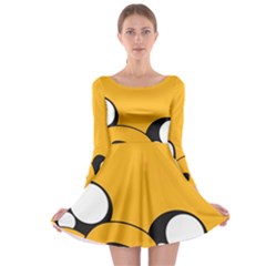 Adventure Time Cartoon Face Funny Happy Toon Long Sleeve Skater Dress by Bedest