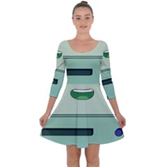 Adventure Time Bmo Beemo Green Quarter Sleeve Skater Dress by Bedest