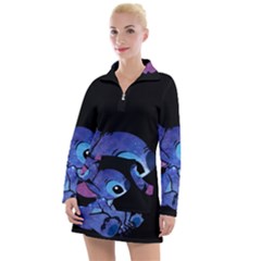 Stitch Love Cartoon Cute Space Women s Long Sleeve Casual Dress by Bedest