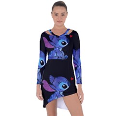 Stitch Love Cartoon Cute Space Asymmetric Cut-out Shift Dress by Bedest