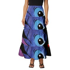 Stitch Love Cartoon Cute Space Tiered Ruffle Maxi Skirt by Bedest