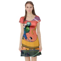 Finn And Jake Adventure Time Bmo Cartoon Short Sleeve Skater Dress by Bedest