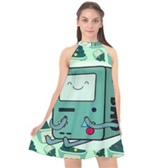 Adventure Time Bmo Halter Neckline Chiffon Dress  by Bedest