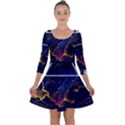 Trippy Kit Rick And Morty Galaxy Pink Floyd Quarter Sleeve Skater Dress View1