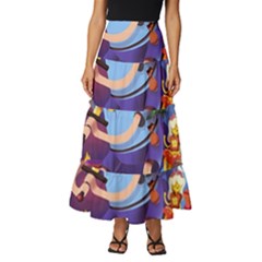 Cartoon Adventure Time Finn Princess Bubblegum Lumpy Space Tiered Ruffle Maxi Skirt by Bedest