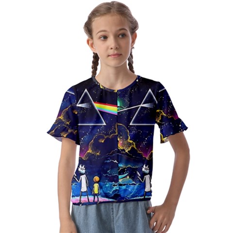 Trippy Kit Rick And Morty Galaxy Pink Floyd Kids  Cuff Sleeve Scrunch Bottom T-shirt by Bedest