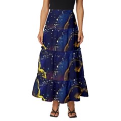 Trippy Kit Rick And Morty Galaxy Pink Floyd Tiered Ruffle Maxi Skirt by Bedest