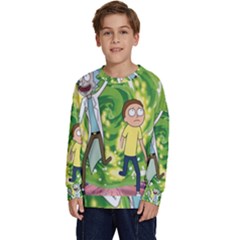 Rick And Morty Adventure Time Cartoon Kids  Crewneck Sweatshirt by Bedest