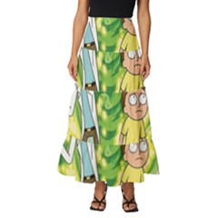 Rick And Morty Adventure Time Cartoon Tiered Ruffle Maxi Skirt by Bedest