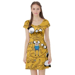 Adventure Time Finn Jake Cartoon Short Sleeve Skater Dress by Bedest