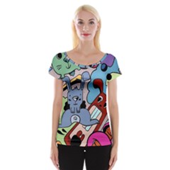 Graffiti Monster Street Theme Cap Sleeve Top by Bedest