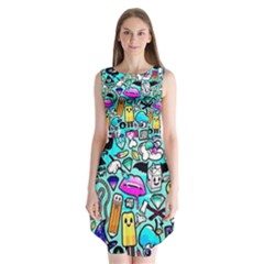 Graffiti Pop Art Crazy Retro Sleeveless Chiffon Dress   by Bedest