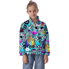 Graffiti Pop Art Crazy Retro Kids  Half Zip Hoodie by Bedest