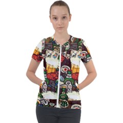 Graffiti Go Art Short Sleeve Zip Up Jacket by Bedest