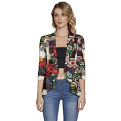 Graffiti Go Art Women s 3/4 Sleeve Ruffle Edge Open Front Jacket by Bedest