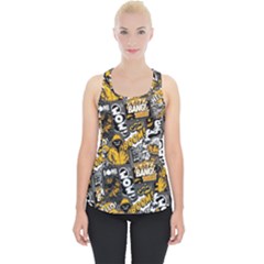 Boom Bang Art Crazy Drawing Graffiti Hello Retro Sayings Yellow Piece Up Tank Top by Bedest