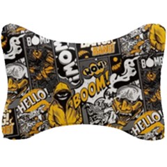 Boom Bang Art Crazy Drawing Graffiti Hello Retro Sayings Yellow Seat Head Rest Cushion by Bedest