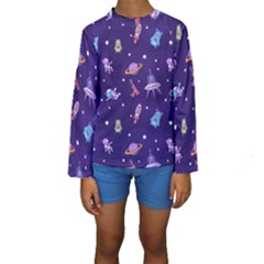 Space Seamless Pattern Kids  Long Sleeve Swimwear by Hannah976