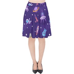 Space Seamless Pattern Velvet High Waist Skirt by Hannah976