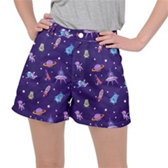 Space Seamless Pattern Women s Ripstop Shorts by Hannah976