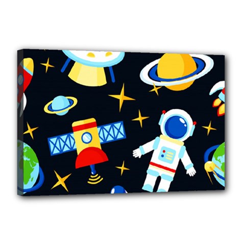 Space Seamless Pattern Cartoon Art Canvas 18  X 12  (stretched) by Hannah976